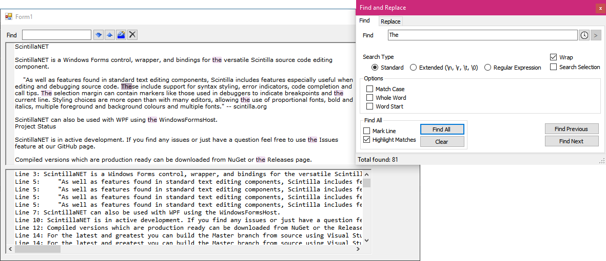 Find All Results Panel