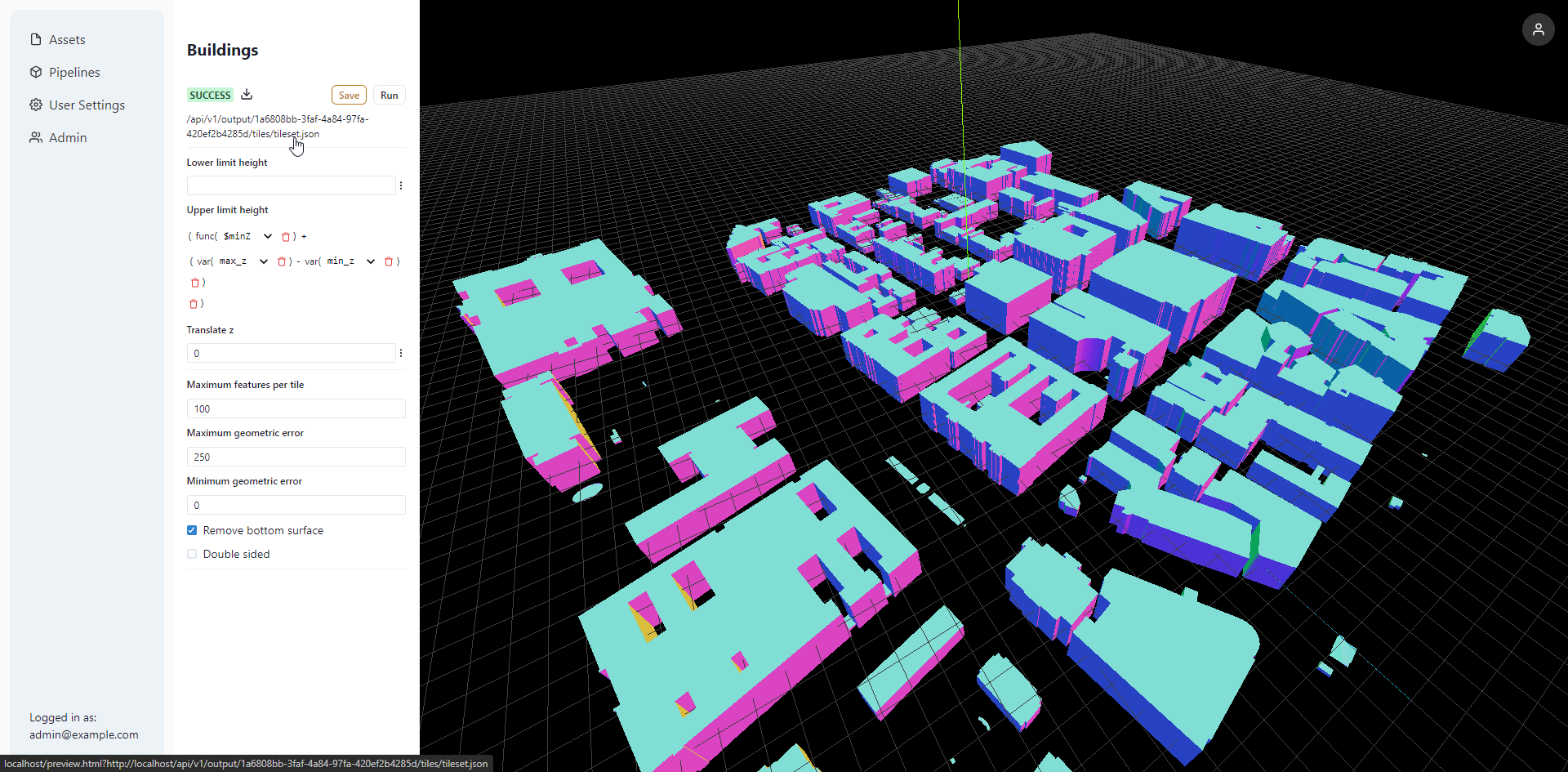 Initialize tiling process from user interface