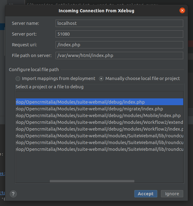 PhpStorm Start Listening for Debug