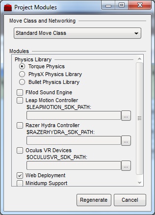 Choose Modules window